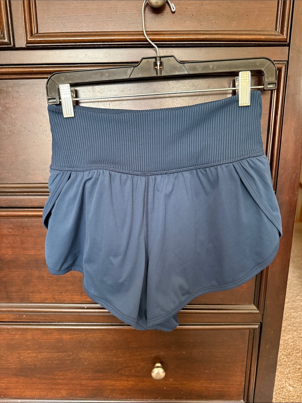 Free People Ribbed Band Navy Women's Shorts - Picture 2 of 7